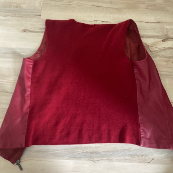 Red Leather Wool Vest - Picture 2 of 4